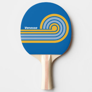 Raquette De Ping Pong Bandes bouclées au bord de mer avec nom