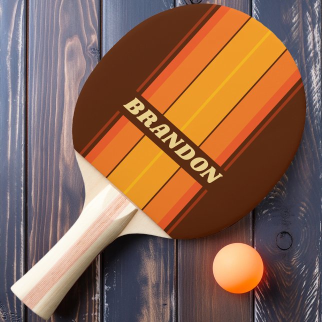 Raquette De Ping Pong Bandes de cartes de style vintage avec nom (Créateur téléchargé)