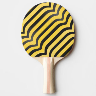 Raquette De Ping Pong Bandes diagonales Jazzy noir et jaune