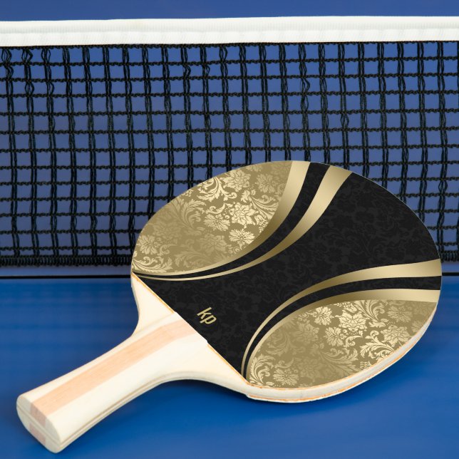 Raquette De Ping Pong Bandes dynamiques noir et or Damas (Insitu)