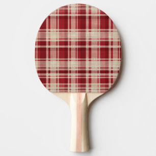 Raquette De Ping Pong Bandes Plaid Crème Rouge
