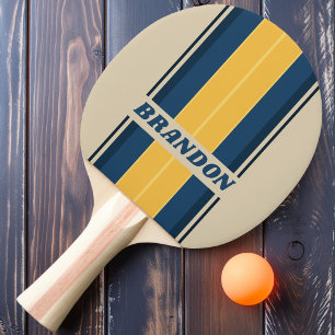 Raquette De Ping Pong Bandes vintages en Plage de Sable avec nom