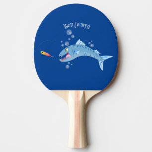 Raquette De Ping Pong Barracuda poisson affamé de la pêche dessin animé