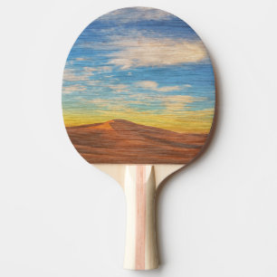 Raquette De Ping Pong Beau Lever de Soleil sur Dunes de Sable sur Bois