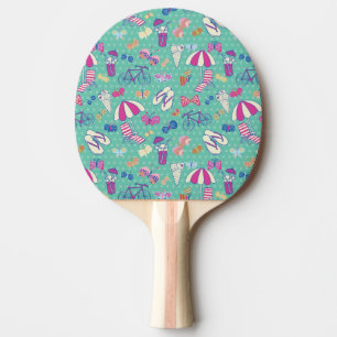 Raquette De Ping Pong Beau motif avec des éléments d'été
