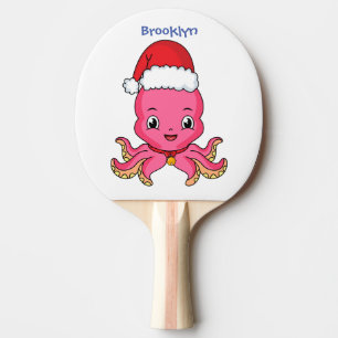 Raquette De Ping Pong Belle pieuvre joyeuse en casquette de Noël
