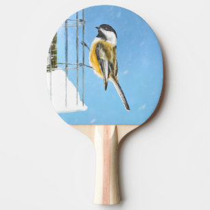 Raquette De Ping Pong Bickadee sur la peinture d'alimentation - Oiseaux 
