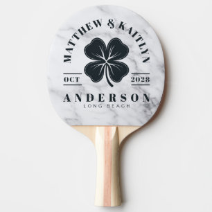 Raquette De Ping Pong Blason de mariage Trèfle Irlandais Blanc Propre Mo