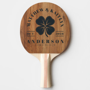 Raquette De Ping Pong Blason de mariage Trèfle Irlandais Bois d'Érable