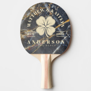 Raquette De Ping Pong Blason de mariage Trèfle Irlandais Chanceux Or Mar