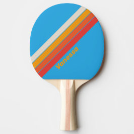 Raquette De Ping Pong Bleu Surf dégradé rayé avec le nom