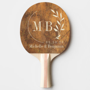 Raquette De Ping Pong Bloc de découpe Feuille Mariage Monogramme