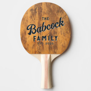 Raquette De Ping Pong Bloc de Découpe Rétro Nom de Famille & Année