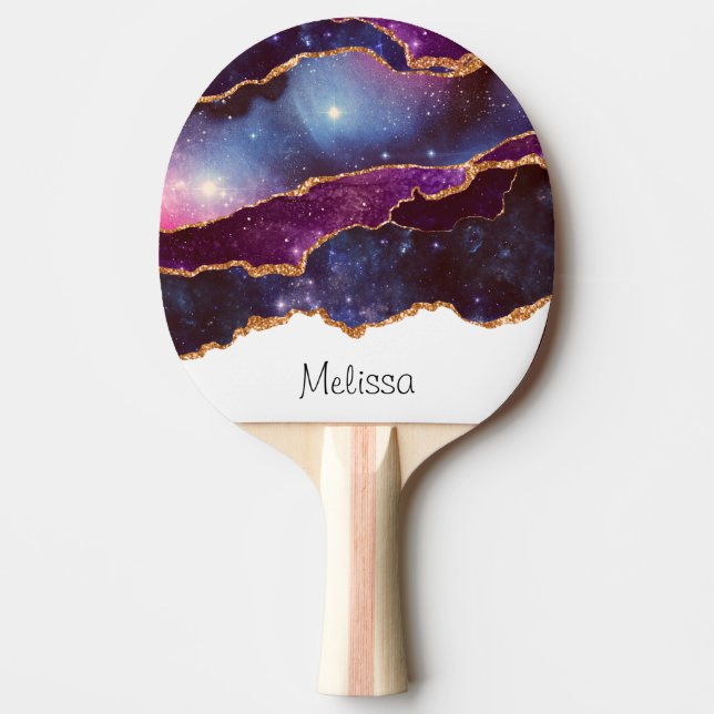 Raquette De Ping Pong Blue & Purple Space & Stars Agate moderne (Devant)