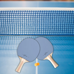 Raquette De Ping Pong Blush Dusty Blue Modern Girl Monogramme Nom
