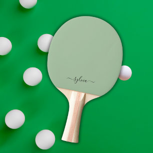 Raquette De Ping Pong Blush Dusty Green Modern Girl Monogramme Nom