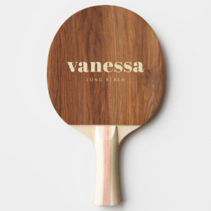 Raquette De Ping Pong Bois de Chêne Rouge Minimaliste Moderne Nom Classi