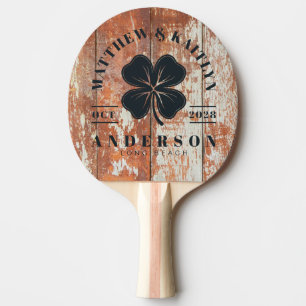Raquette De Ping Pong Bois de grange usé Couronne de mariage Trèfle irla