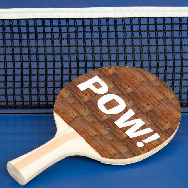 Raquette De Ping Pong Bois foncé rustique Drôle POW! BAM ! (Insitu)