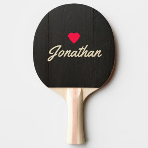Raquette De Ping Pong Bois Noir Foncé Vintage Signature Cœur