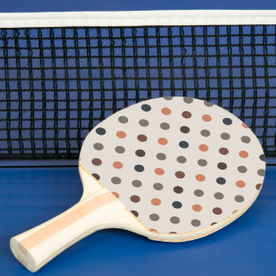 Raquette De Ping Pong Bois Tons Terre Clair Motif Points de Polka Design