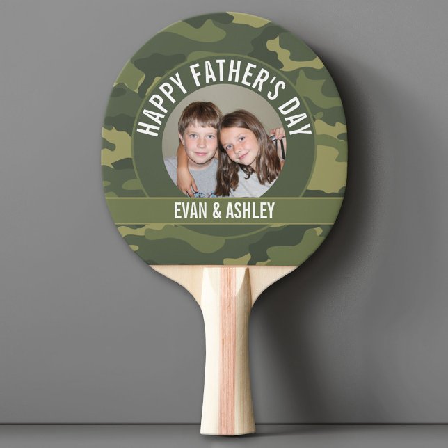 Raquette De Ping Pong Bonne Fête des pères - Photo Camouflage Vert (Custom Pink Pong Paddle)