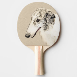 Raquette De Ping Pong Borzoi (Argent Brindle) Peinture Chien Art origina
