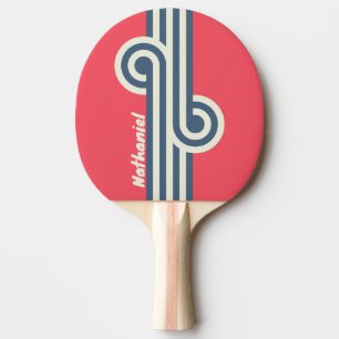 Raquette De Ping Pong Boucle à rayures du Retro Beach Club avec nom