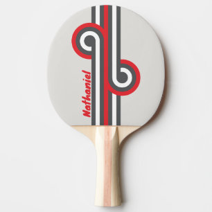 Raquette De Ping Pong Boucle à rayures Vintage Split Wingtip avec nom