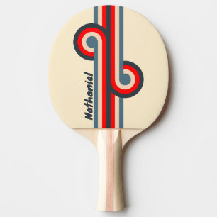 Raquette De Ping Pong Boucle arc-en-ciel nautique rétro avec nom