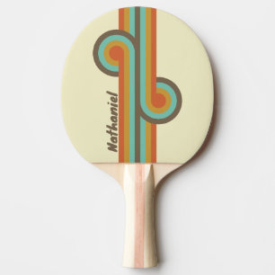 Raquette De Ping Pong Boucle Arc-en-Ciel Rétro Vintage avec Nom