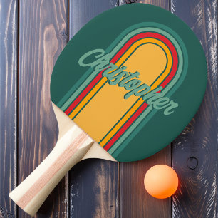Raquette De Ping Pong Boucle Arch Green Vintage avec Nom
