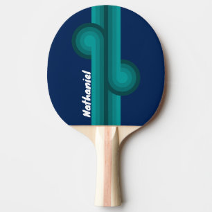 Raquette De Ping Pong Boucle de rayure de marée océanique avec nom
