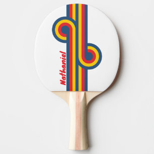 Raquette De Ping Pong Boucle de rayure de montagne rétro avec nom