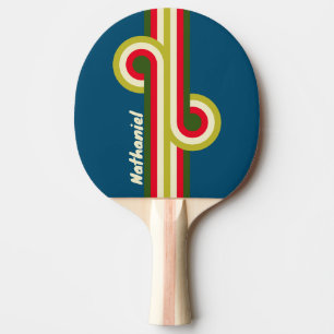 Raquette De Ping Pong Boucle rayée rétro Rugby avec nom