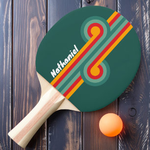 Raquette De Ping Pong Boucle rayée verte avec nom