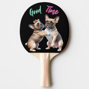 Raquette De Ping Pong Bouledogue français amoureux Saint-Valentin