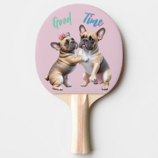 Raquette De Ping Pong Bouledogue français amoureux Saint-Valentin