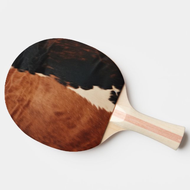 Raquette De Ping Pong Brown Noir Noir Faux Cowhide (Côté)