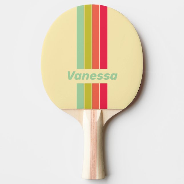 Raquette De Ping Pong Buttercream Whisper Pin Striped with Name (Devant)