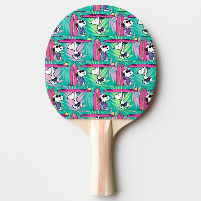 Raquette De Ping Pong cacahuètes | Snoopy Turquoise Surf Motif (Devant)
