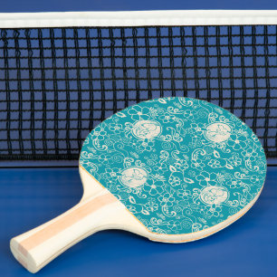 Raquette De Ping Pong cacahuètes Snoopy Turquoise Tropical Beach Motif