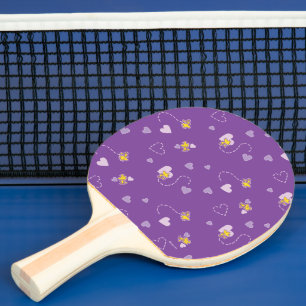Raquette De Ping Pong cacahuètes Woodstock Motif de coeur pourpre