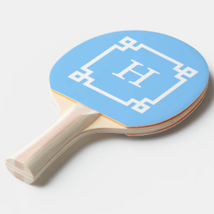Raquette De Ping Pong Cadre de clé grecque blanche bleu ciel #2 Monogram