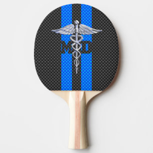 Raquette De Ping Pong Caducée du médecin DM sur le décor de fibre de