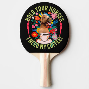 Raquette De Ping Pong Café drôle de cheval amateur d'humour