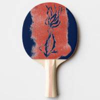 "Calmar géant sur bleu foncé" Ping Pong Paddle