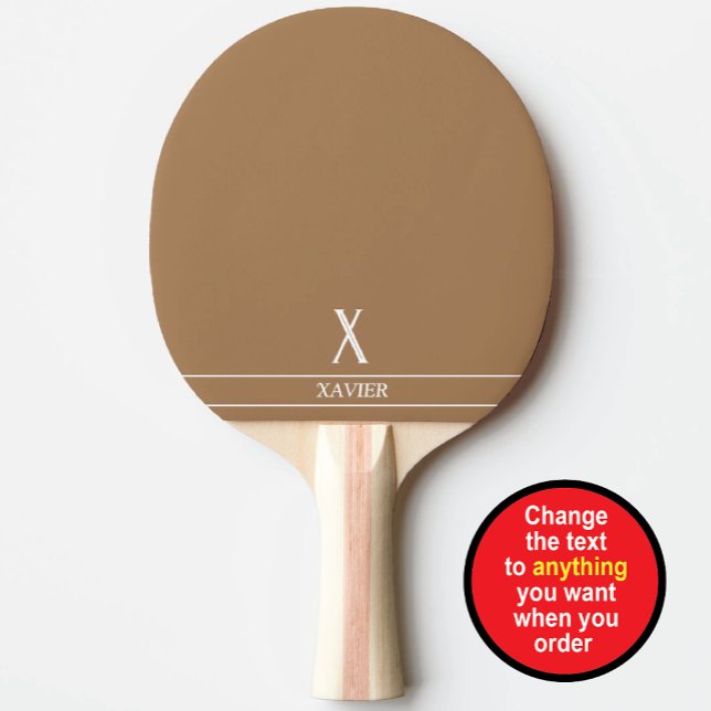 Raquette De Ping Pong Camel Brown Monogramme Ping Paddle (Créateur téléchargé)