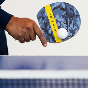 Raquette De Ping Pong Camouflage bleu marine Votre nom Personnalisez
