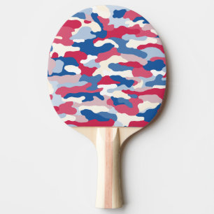 Raquette De Ping Pong Camouflage rouge blanc et bleu